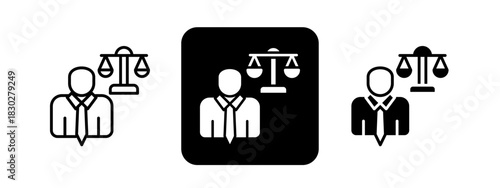 Ethical Leadership  Solid color and black line drawing vector illustration set