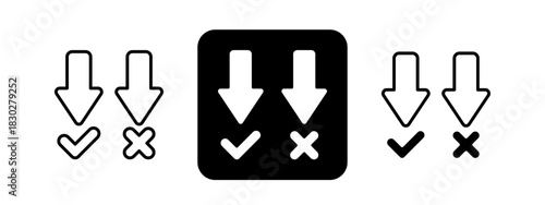 Decision  Solid color and black line drawing vector illustration set