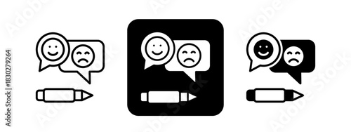 Feedback  Solid color and black line drawing vector illustration set