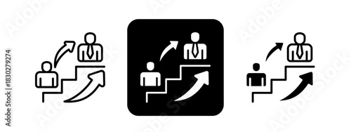 Succession Planning  Solid color and black line drawing vector illustration set