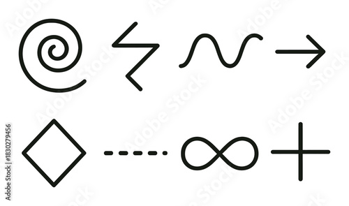 Abstract geometric symbols on olive green background