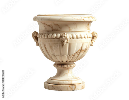 Marbled urn with handles and base on black