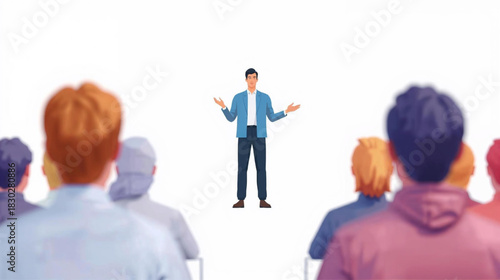 back view of business people standing together