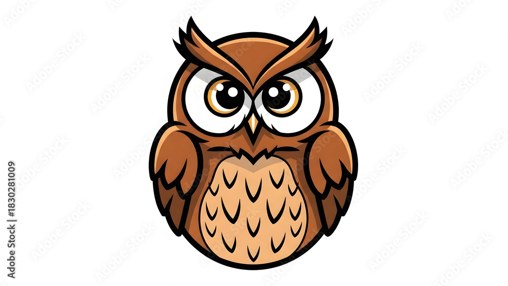 Fototapeta premium Cartoon owl vector illustration cute bird character design isolated on white background