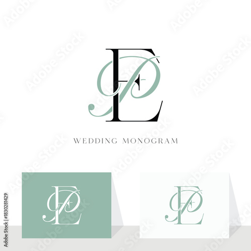 Elegant PE EP monogram wedding logo for couples