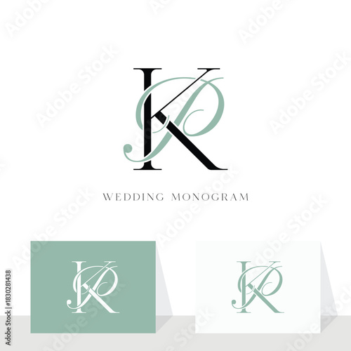 Elegant PK KP monogram wedding logo for couples