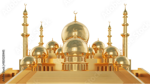 Wallpaper Mural Golden mosque with multiple domes isolated on transparent background Torontodigital.ca