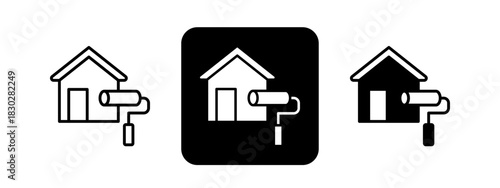Home Repair  Solid color and black line drawing vector illustration set