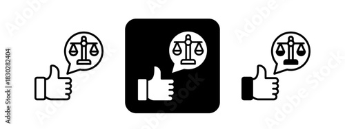 Acceptance  Solid color and black line drawing vector illustration set