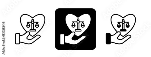 Compassion  Solid color and black line drawing vector illustration set