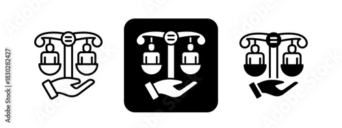 Equality  Solid color and black line drawing vector illustration set