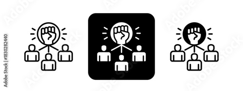 Empowerment  Solid color and black line drawing vector illustration set