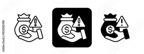 Risk  Solid color and black line drawing vector illustration set