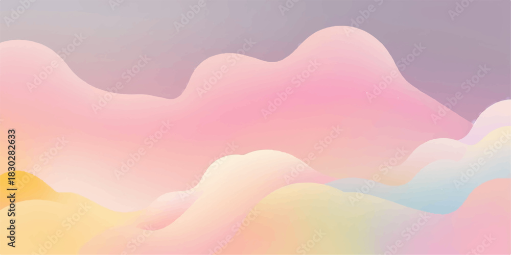 Fototapeta premium Abstract pink wave vector illustration design with colorful clouds and heart pattern texture backdrop