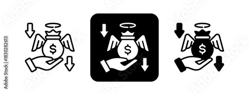 Buyout  Solid color and black line drawing vector illustration set