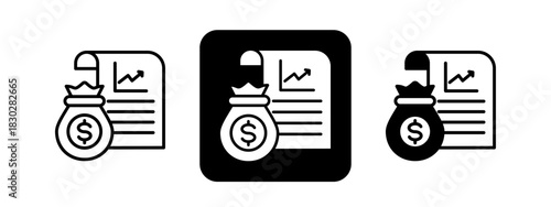 Fund  Solid color and black line drawing vector illustration set