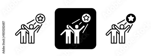 Perseverance  Solid color and black line drawing vector illustration set