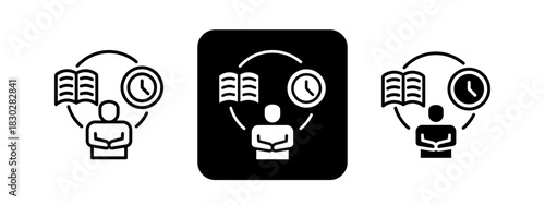 Self Discipline  Solid color and black line drawing vector illustration set