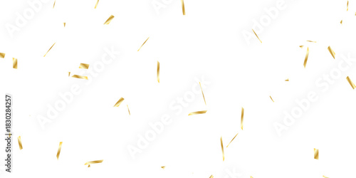 scattered array of golden confetti pieces falling against a stark white background and celebratory atmosphere. Perfect for adding a touch of sparkle and joy.