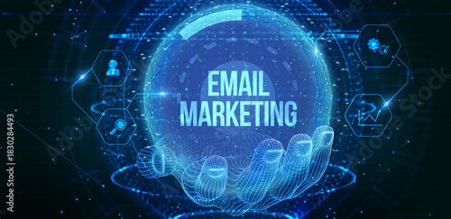 Email and sms marketing concept. Scheme of direct sales in business. List of clients for mailing.  3d illustration