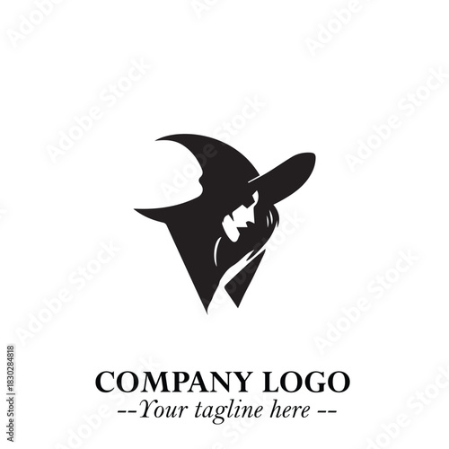 Mystical Black Witch Logo Symbol on White Background for Modern Magical Branding Design Effects