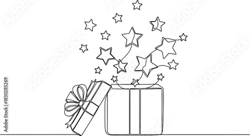 Gift present box stars celebration surprise birthday party holiday joy fun