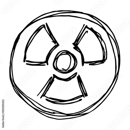 Hand drawn radiation sign Nuclear radiation hazard symbol Radioactive danger warning sign clipart in doodle style Nuclear safety Radioactive waste Single element for print, web, design, decor