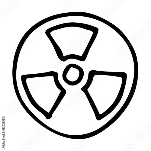 Hand drawn radiation sign Nuclear radiation hazard symbol Radioactive danger warning sign clipart in doodle style Nuclear safety Radioactive waste Single element for print, web, design, decor