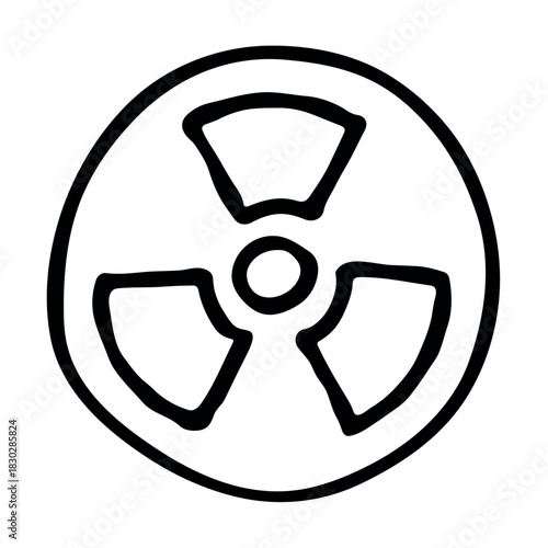 Hand drawn radiation sign Nuclear radiation hazard symbol Radioactive danger warning sign clipart in doodle style Nuclear safety Radioactive waste Single element for print, web, design, decor