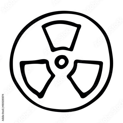Hand drawn radiation sign Nuclear radiation hazard symbol Radioactive danger warning sign clipart in doodle style Nuclear safety Radioactive waste Single element for print, web, design, decor
