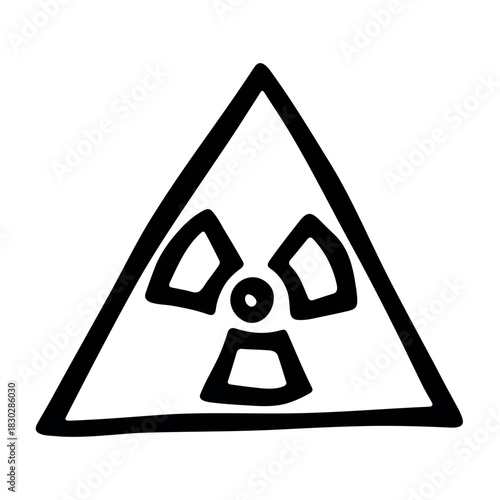 Hand drawn radiation sign Nuclear radiation hazard symbol Radioactive danger warning sign clipart in doodle style Nuclear safety Radioactive waste Single element for print, web, design, decor