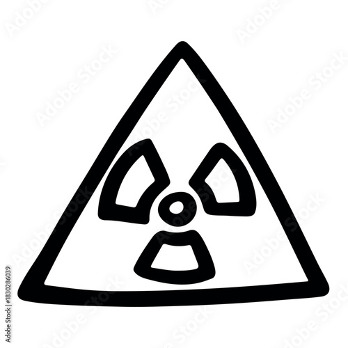Hand drawn radiation sign Nuclear radiation hazard symbol Radioactive danger warning sign clipart in doodle style Nuclear safety Radioactive waste Single element for print, web, design, decor