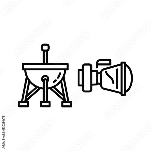 BBQ Grill and Video Camera Line Icons