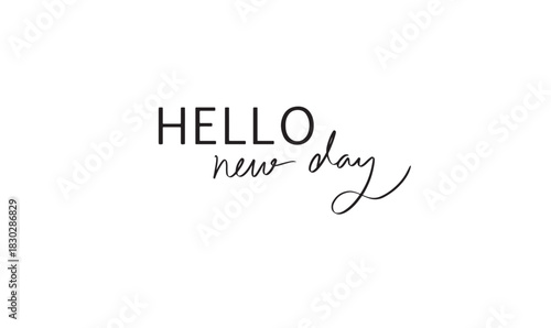 Hello new year text font calligraphy hand written lettering  script black color object icon hello new year happy holiday greeting card season celebration hello new year winter planner hello new day
