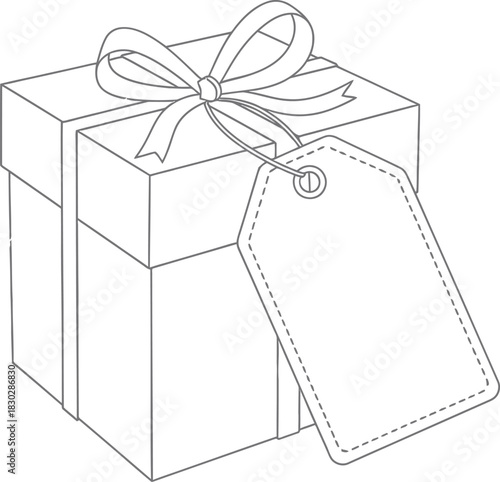 Gift box present ribbon tag label surprise birthday holiday celebration sale