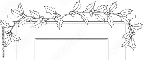 Holly berries christmas decoration winter holiday festive season outline art