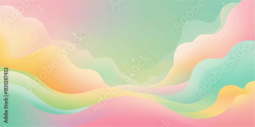 Abstract watercolor design: colorful wave vector illustration with rainbow light pattern and smooth curve style backdrop