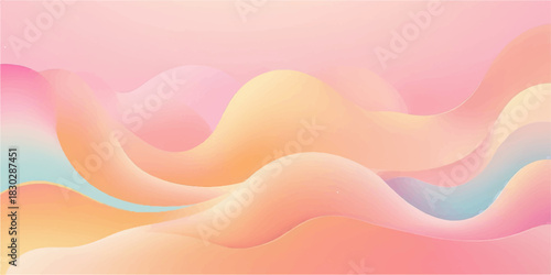 Abstract colorful wave vector design illustration background with pink, orange, and blue curve shapes, perfect as a summer wallpaper or textured banner backdrop