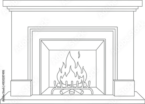 Fireplace hearth fire flames burning logs mantel home interior design warmth cozy