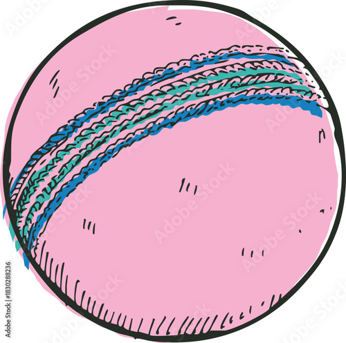 cricket ball sports item hand drawn illustration