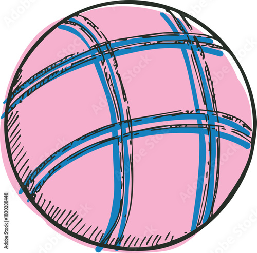 petanque ball sports item hand drawn illustration