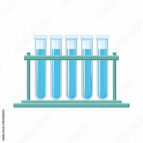 Five Test Tubes with Blue Liquid in Rack 1.
