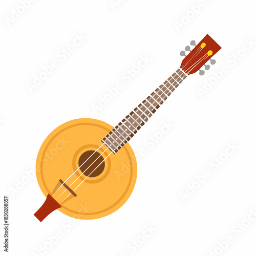 Flat Vector Illustration of a Bandurria Musical Instrument.