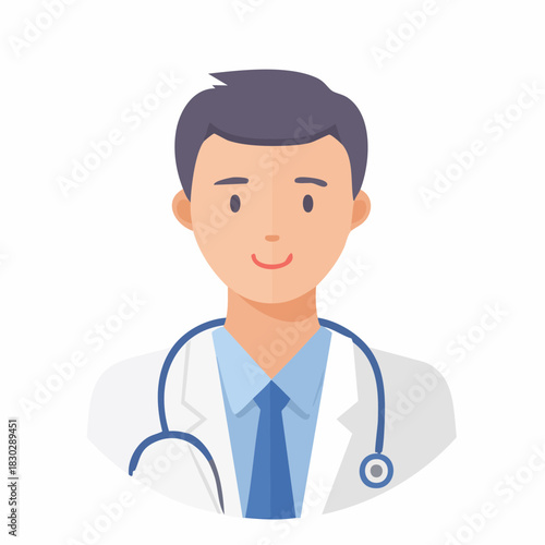 Friendly Doctor with Stethoscope and Uniform Illustration.