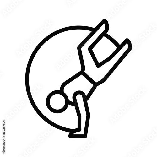 Yoga Handstand Pose Line Art Icon