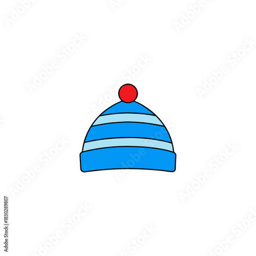 A blue striped winter hat on transparent background