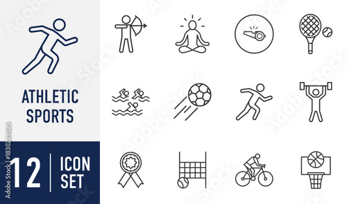 Athletic Sports line icons set. related icon activities, fitness, and health symbols for various modern design projects Vector