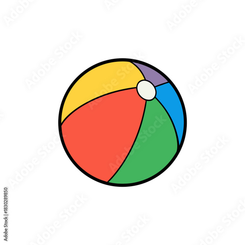 A colorful beach ball art on transparent background