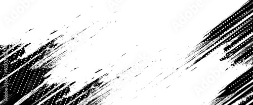 Vector black and white with grunge style, Abstract black and white brush strokes on a canvas with Black ink texture