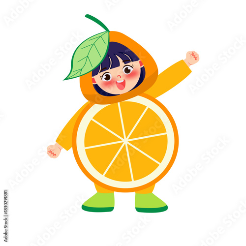 Happy Child Wearing Orange Fruit Costume